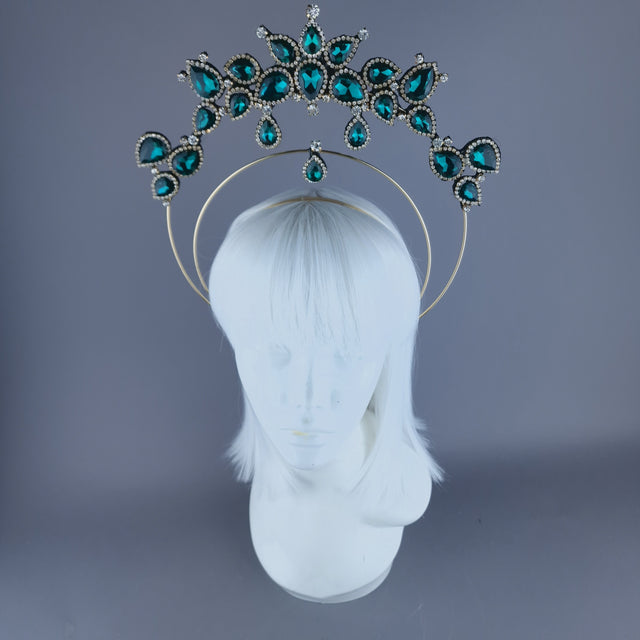Teal Green Jewel Halo Headdress