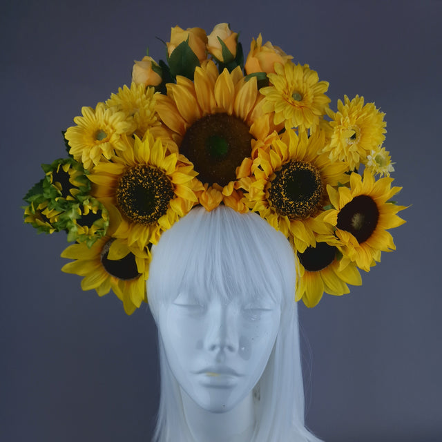 "Sunn" Yellow Sunflower Flower Headdress