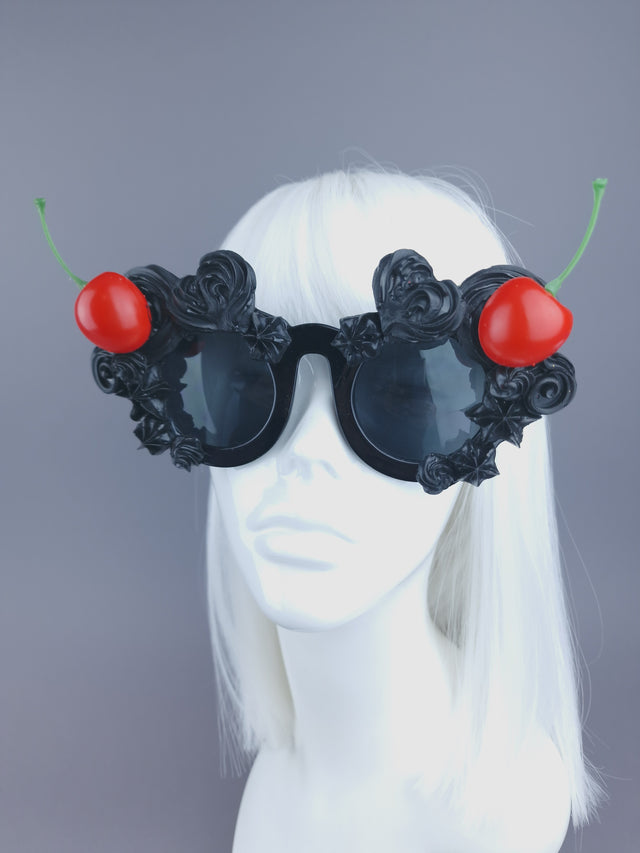 Pearls & Swine: Black Frosting Icing Cherry Sunglasses "Fondant"