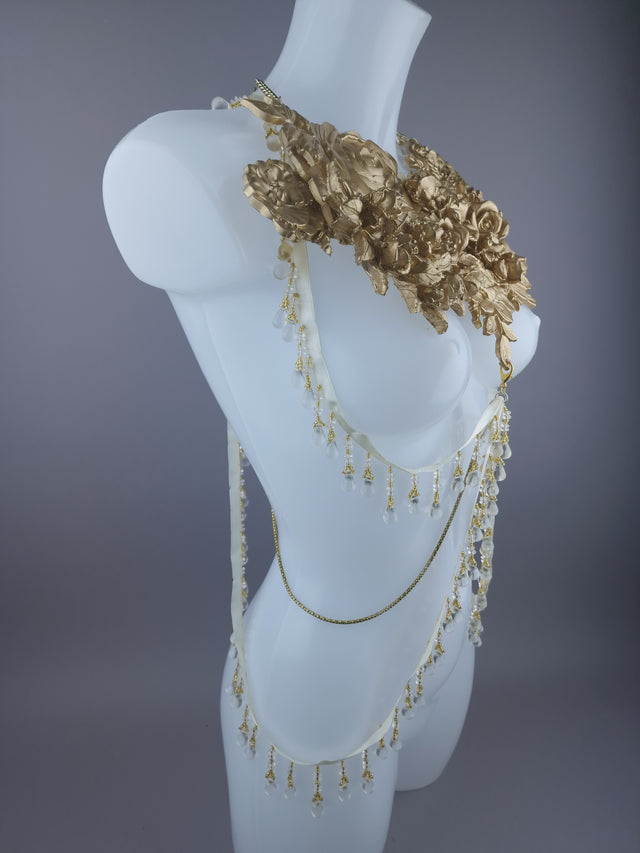 Pearls & Swine: Gold Harness Body Jewellery "Rose du Ciel"