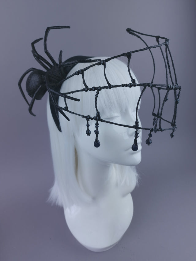 Pearls & Swine: Maximalist Spider & Web Headdress "Capture"
