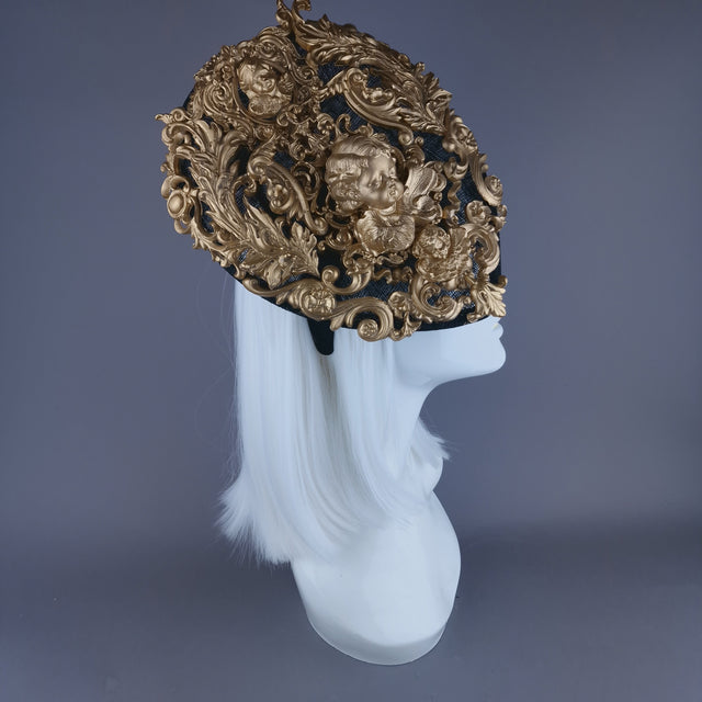 "Ataullah" Gold Filigree & Cherub Fascinator Hat