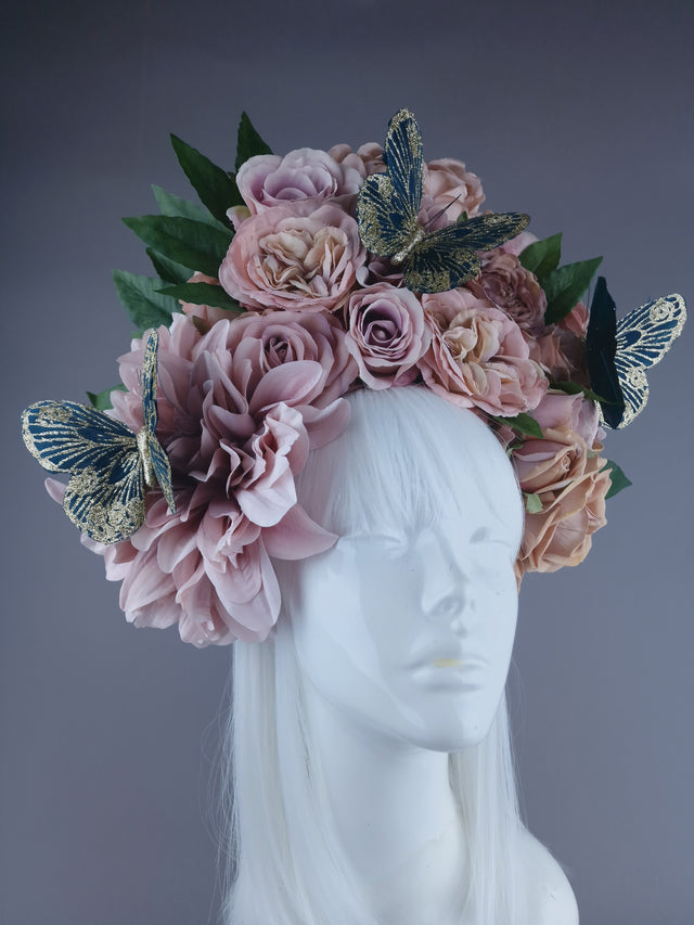 "Villa" Dusky Pink with Butterfly Headdress