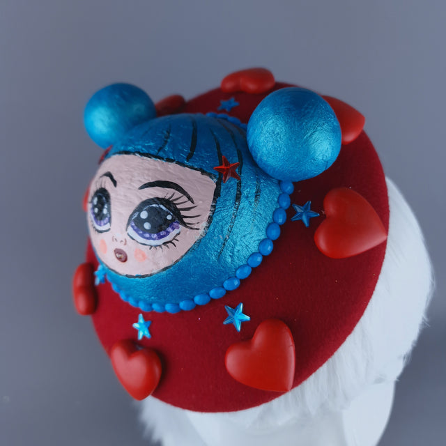 "Doodle" Dollface & Heart Fascinator Hat