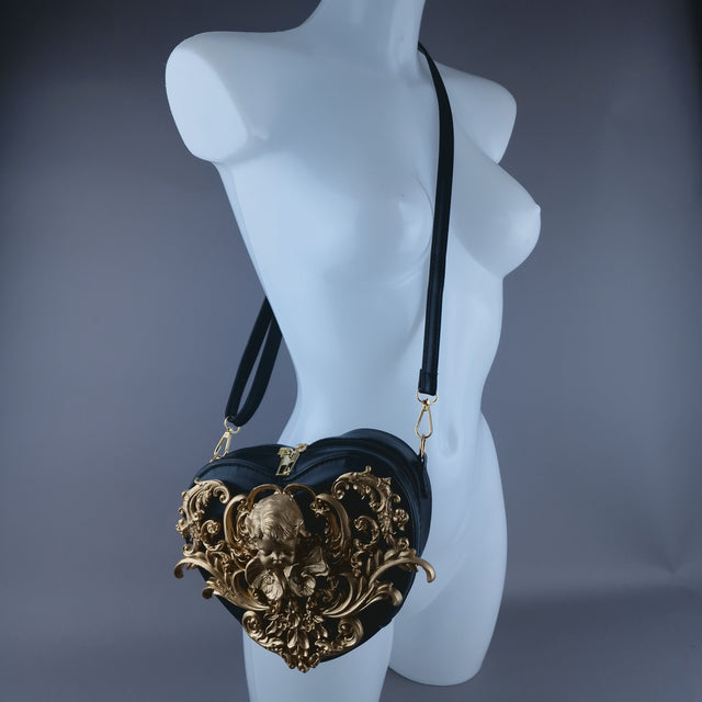SAMPLE! Gold Cherub Filigree Heart Shaped Handbag