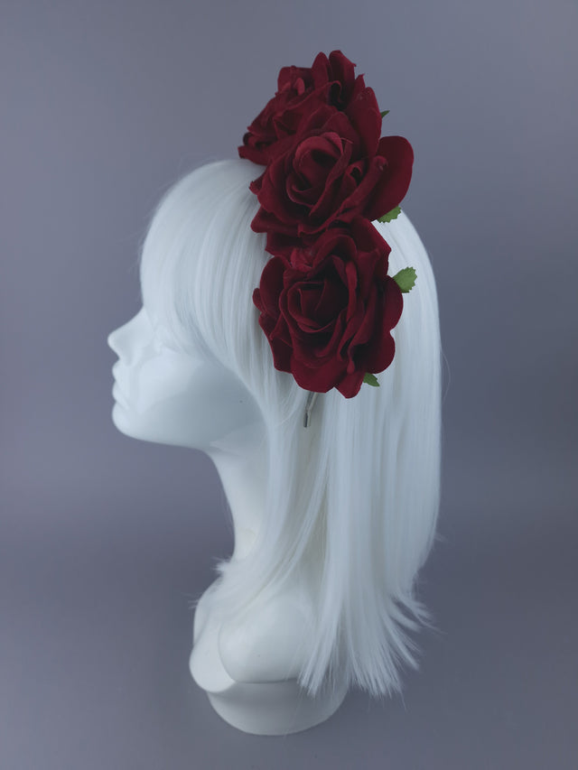 SAMPLE! Red Rose Flower Headdress & Neckpiece