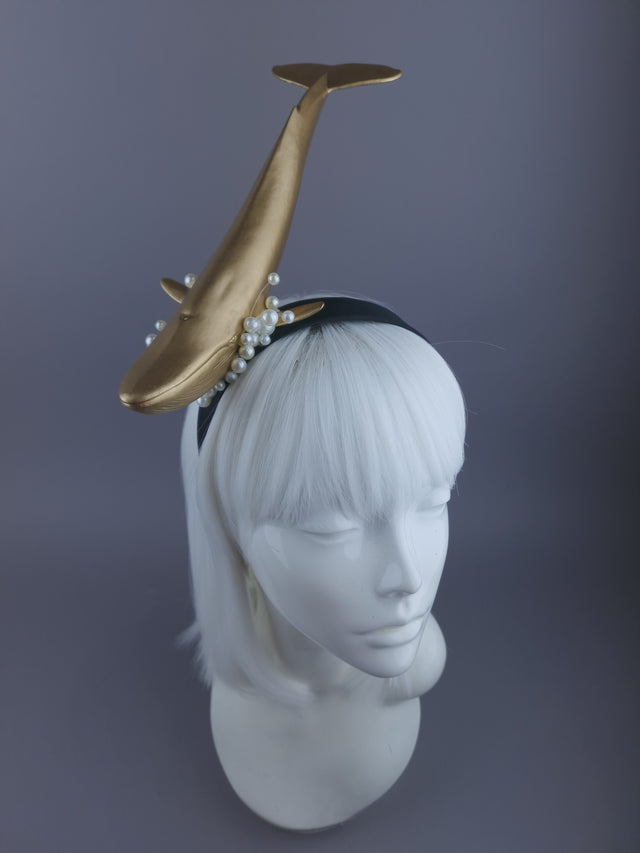 "Whale of a Time" Gold Whale & Pearl Headpiece