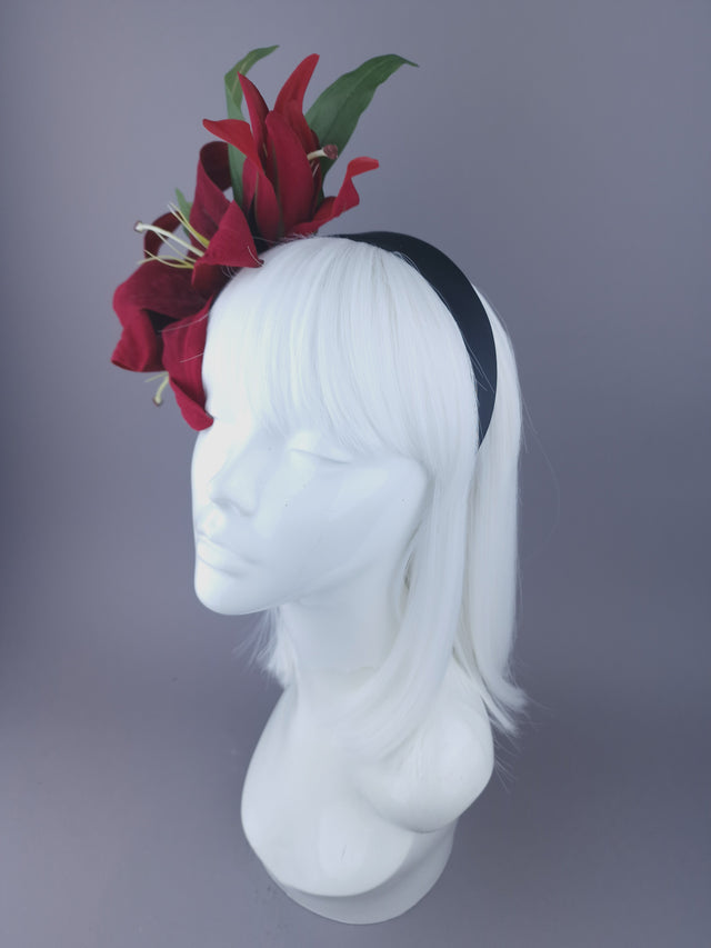 Red Lillies Flower Headpiece