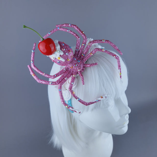 "Frostie" Pink Glitter Cherry Spider & Cream Headpiece