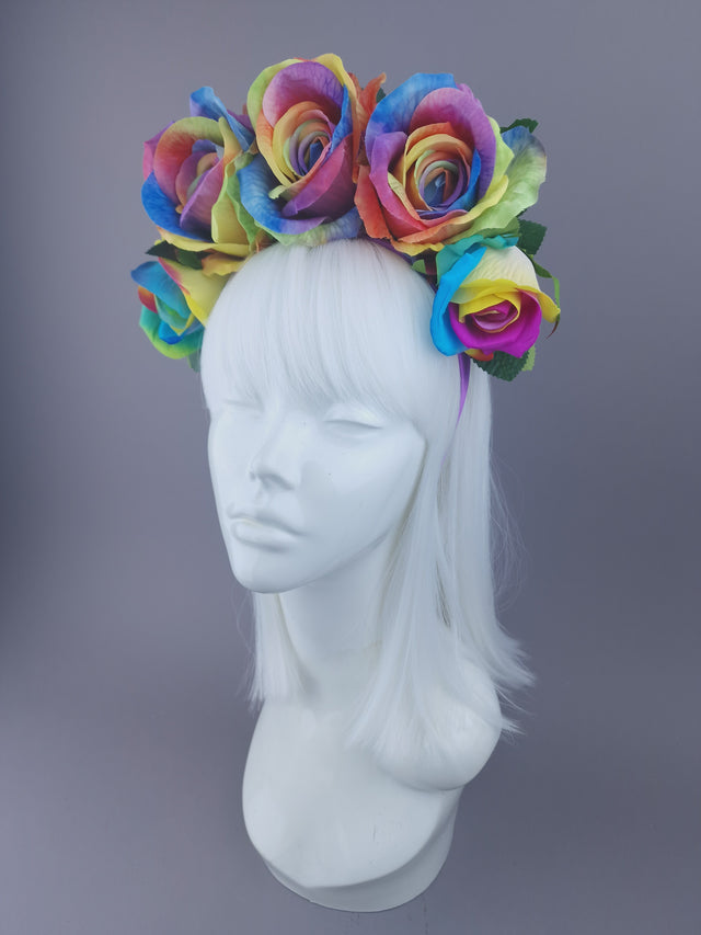Pearls & Swine: Pride Rainbow Rose Flower Headdress & Neckpiece