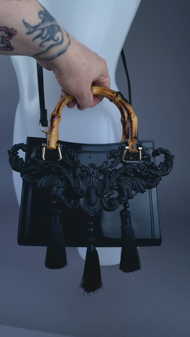 "Shadow" Black Filigree Handbag