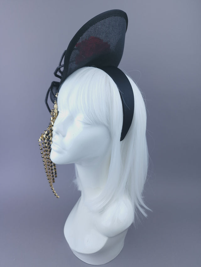 "Melisandre" Black Spider & Rose Hat