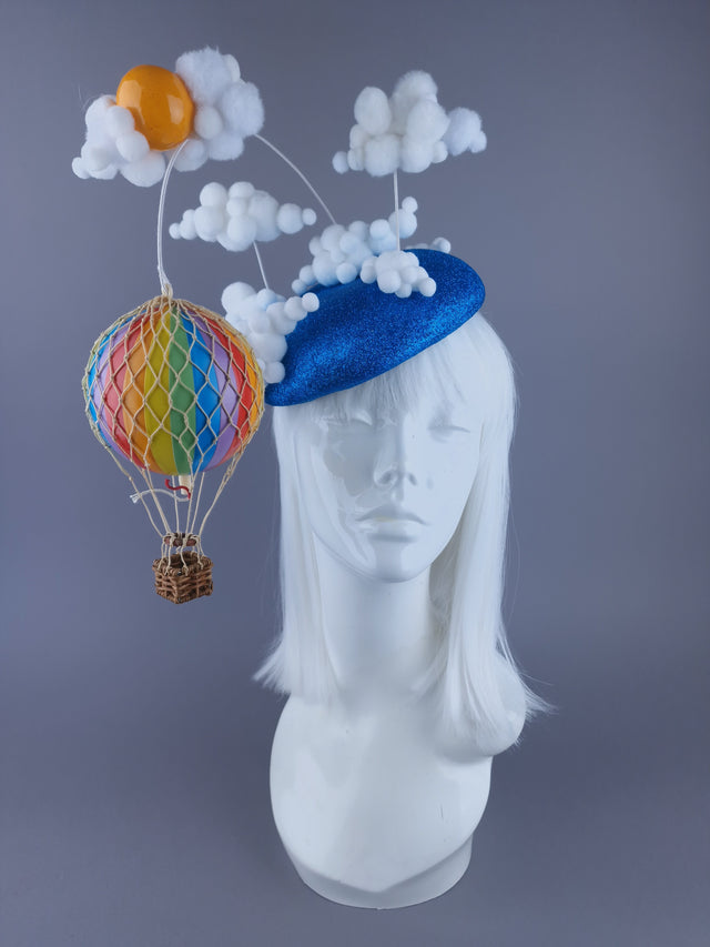 "Love is in the Air" Rainbow Hot Air Balloon Fascinator Hat