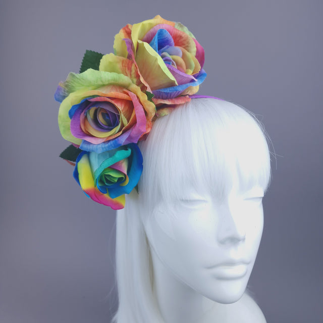 Pearls & Swine: Pride Rainbow Rose Flower Headdress "Sappho"