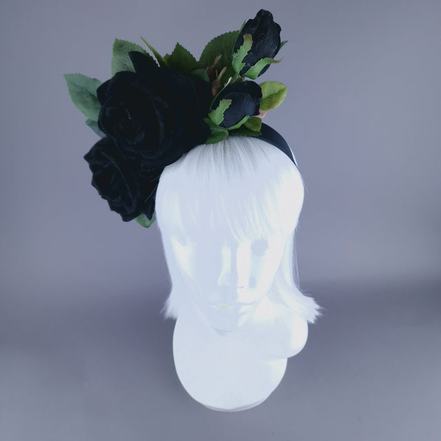 "Devaki" Black Rose Flower Headdress