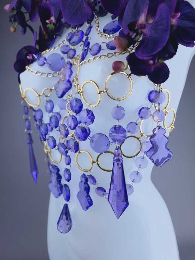 "Empress" Purple Orchid Jewel & Chain Harness