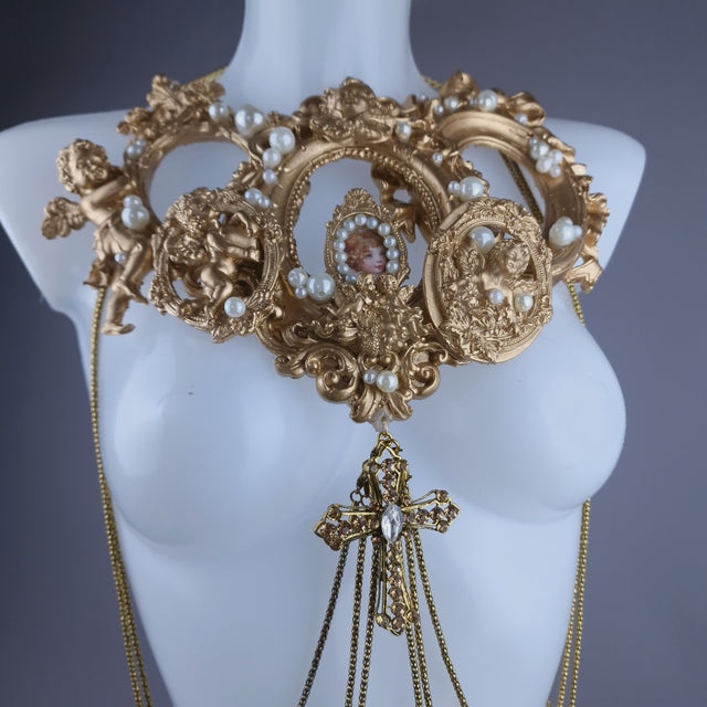 "Circe" Gold Filigree & Pearl Cherub Body Jewellery Harness