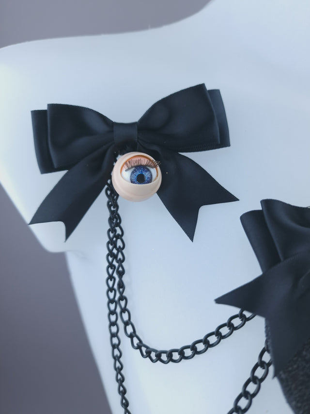 Dollface & Blinking Eye Necklace Brooch Jewellery