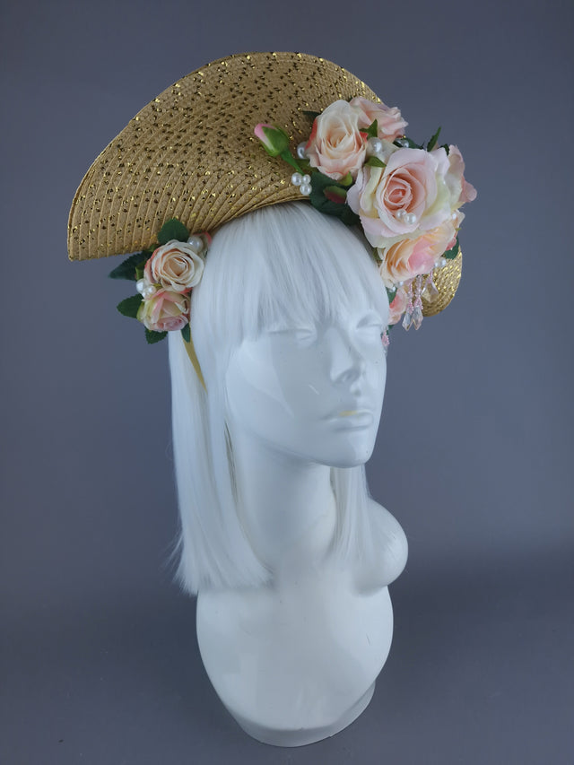 "Grace O'Malley" PInk Pirate Rose & Pearl Fascinator Hat