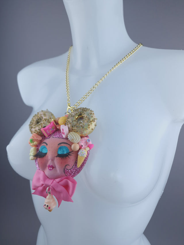 Black Ear Dollface Necklace Brooch Jewellery