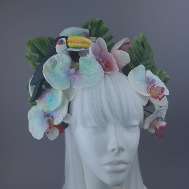 Pearls & Swine: Sparkly Orchid & Toucan Floral Headdress