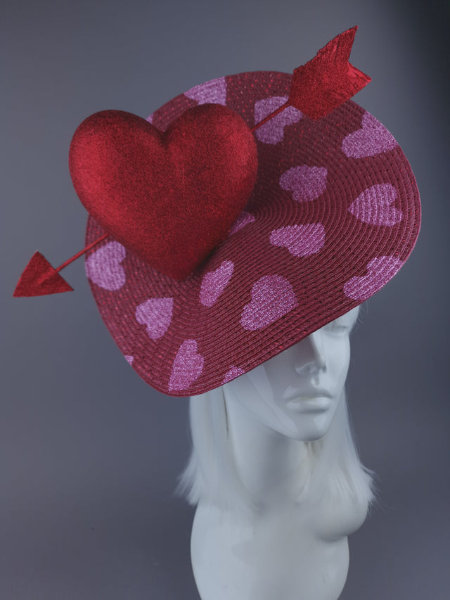 Pearls & Swine: Hat Red & Pink Glitter Heart