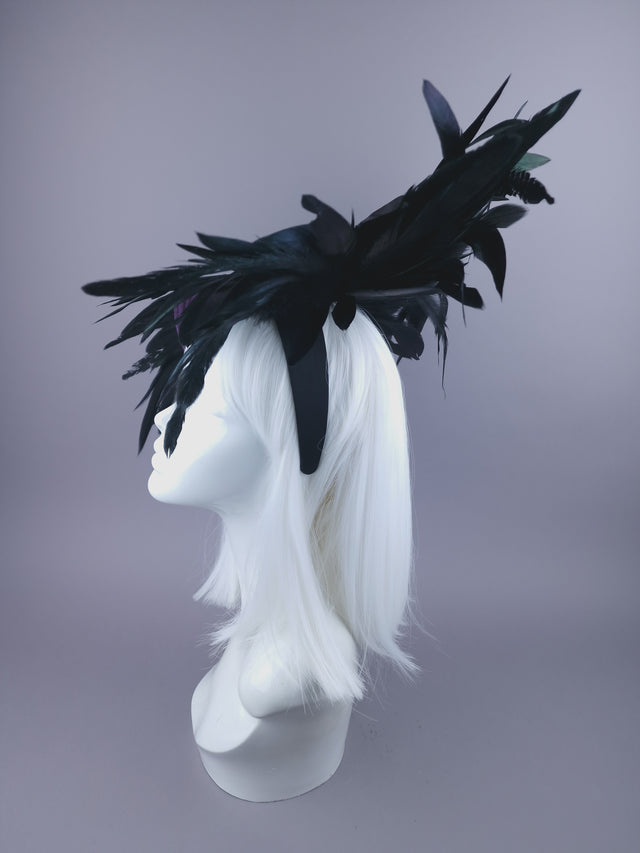 Pearls & Swine: Black Feather Headdress Hat "Fleurir"