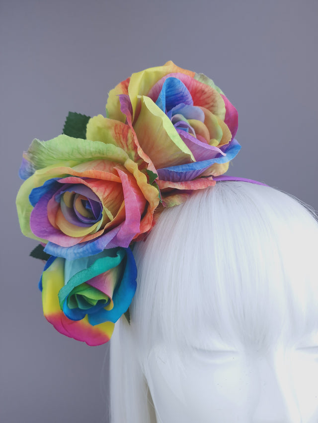 Pearls & Swine: Pride Rainbow Rose Flower Headdress "Sappho"