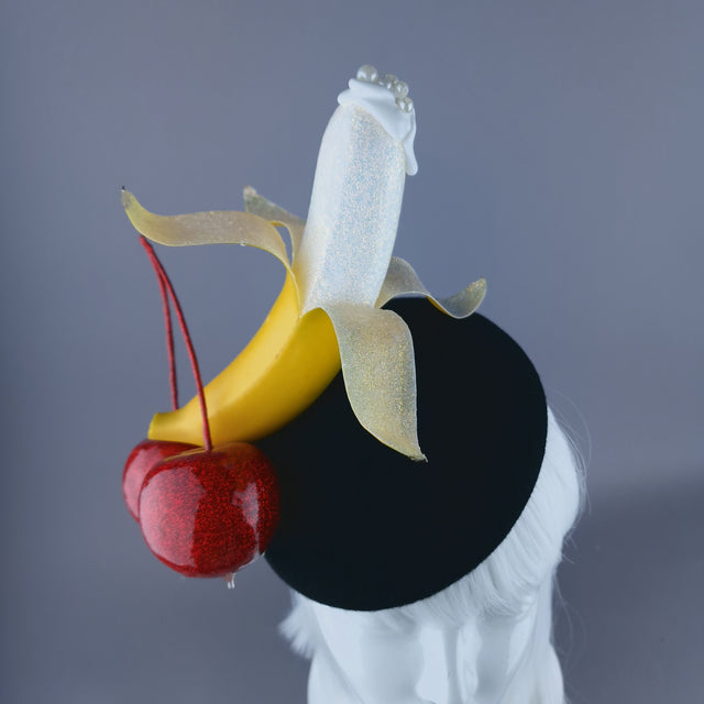 "Misbehave" Glittered Giant Cherries & Banana Food Fascinator Hat