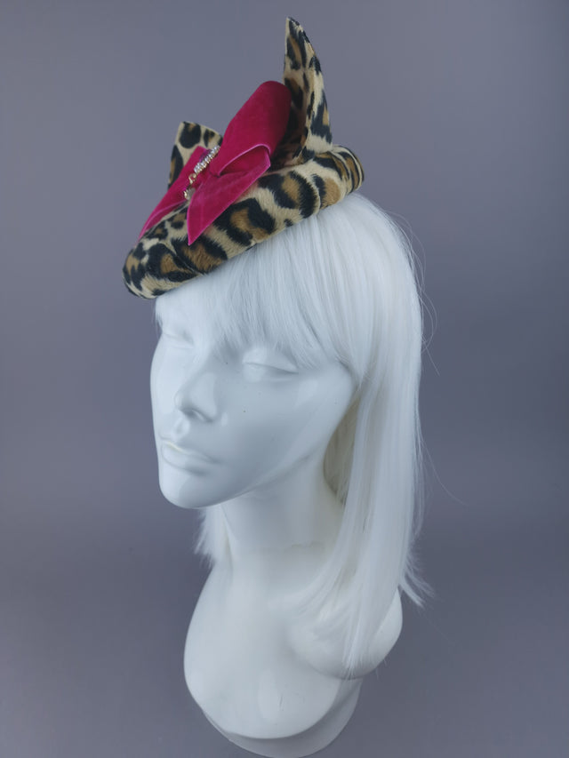 Pearls & Swine: Hat Leopard Print Vintage Inspired Cat Ear
