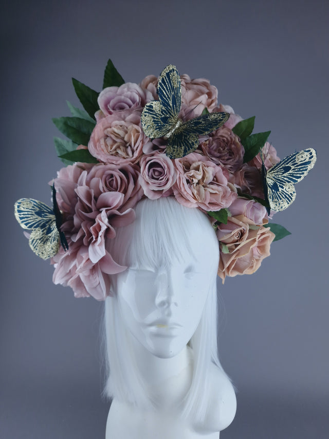 "Villa" Dusky Pink with Butterfly Headdress