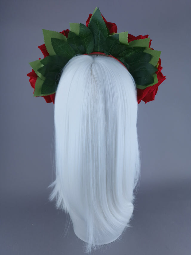 "Eva" Red Rose Flower Headdress & Neckpiece