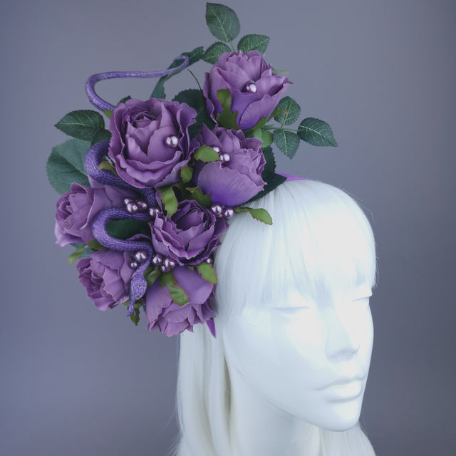 "Nairn" Purple Rose, Pearls & Snake Headdress