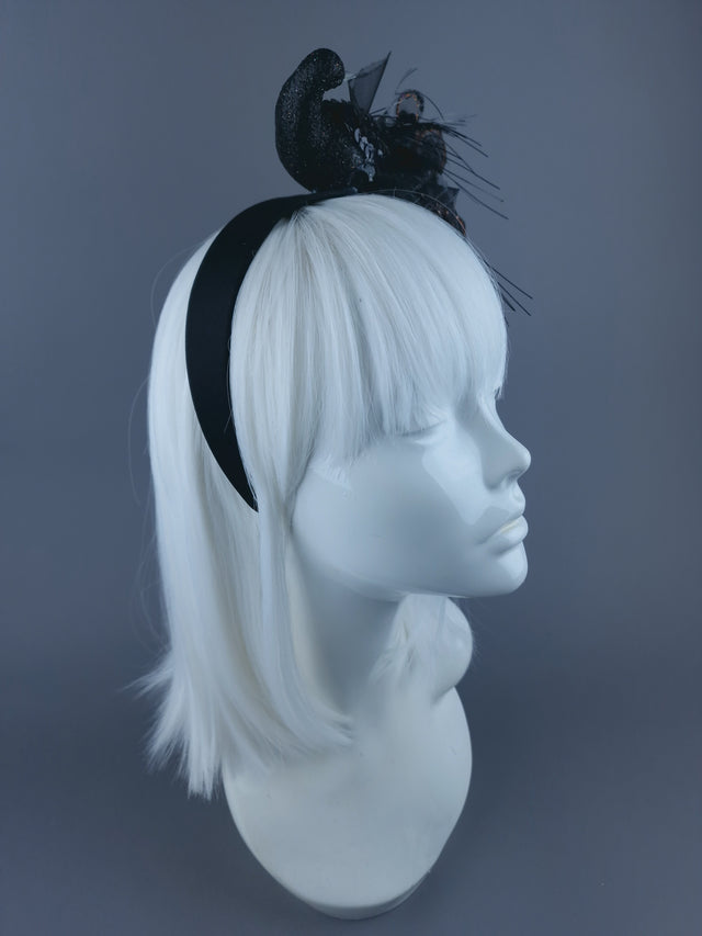 Black Glitter Peacock Headdress