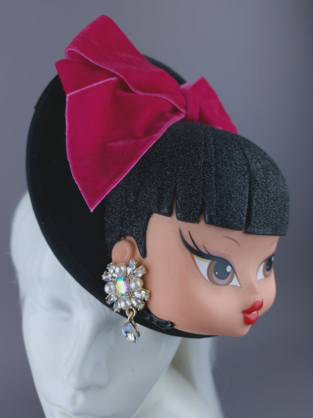 Pearls & Swine: Hat Quirky Black Dollface & Bow