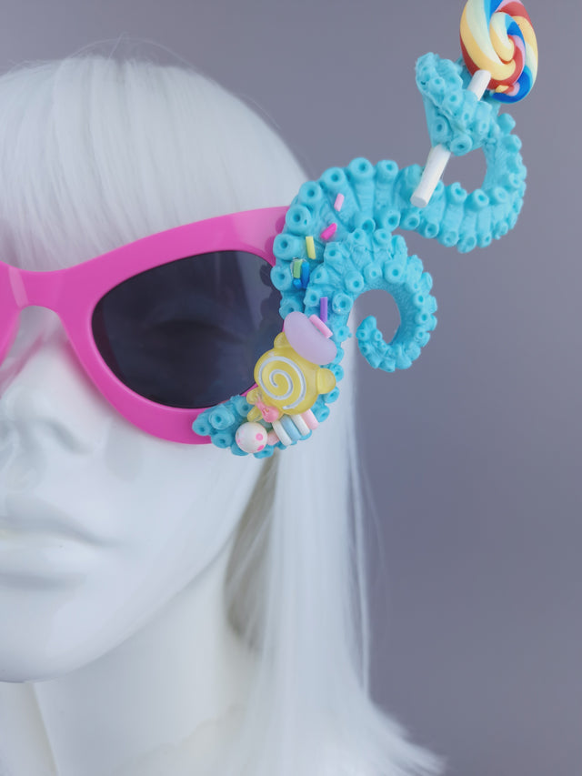 Pearls & Swine: Pastel Blue Tentacle Candy Sweets Sunglasses "Sugarie"
