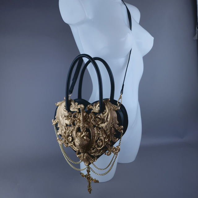 Gold Filigree Heart Shaped Handbag
