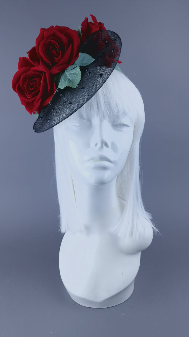 "Doris" Roses & Veil Headdress