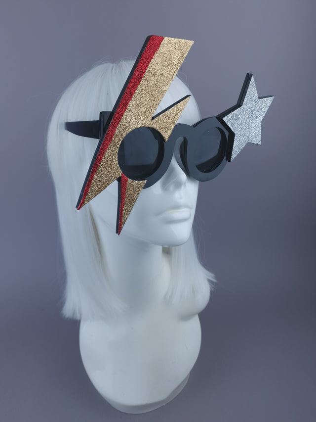SECOND: "Golden Years" David Bowie Gold Stripe Sunglasses