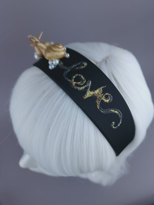 Pearls & Swine: Gold & Pearl Kissing Snails Headpiece "Hello Beautiful"