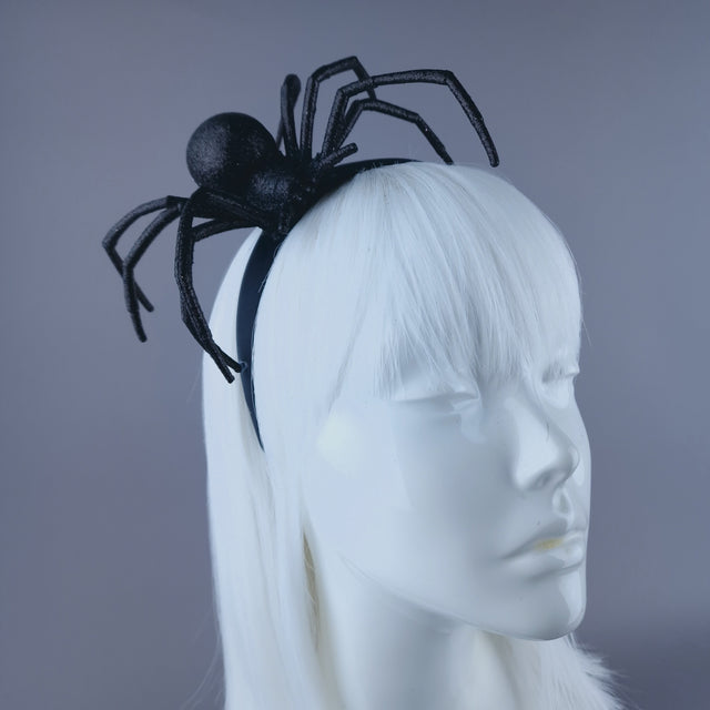 "Charlotte" Black Glitter Spider Headpiece