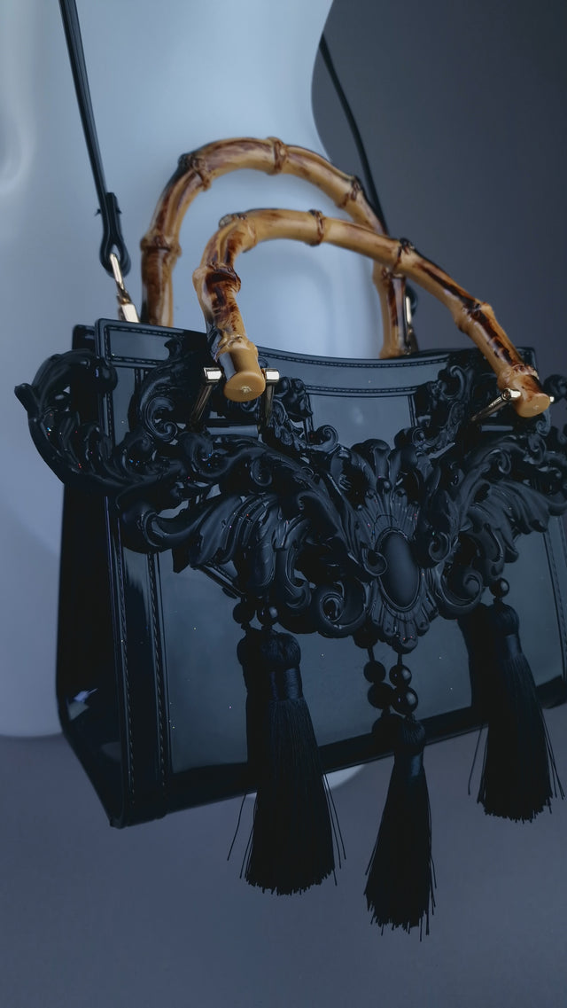 "Shadow" Black Filigree Handbag