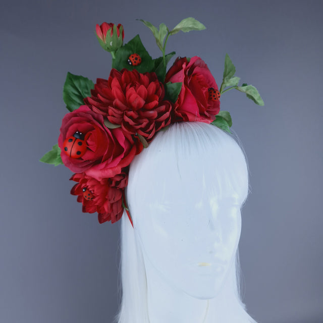 "Buggg" Red Rose & Ladybird Flower Headdress