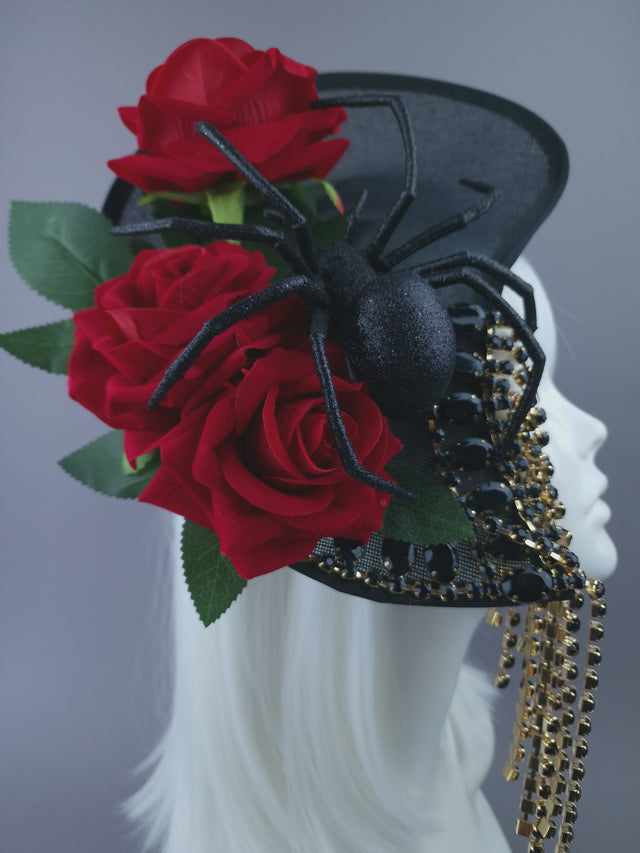 "Melisandre" Black Spider & Rose Hat