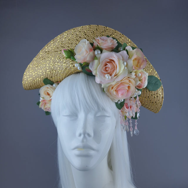 "Grace O'Malley" PInk Pirate Rose & Pearl Fascinator Hat