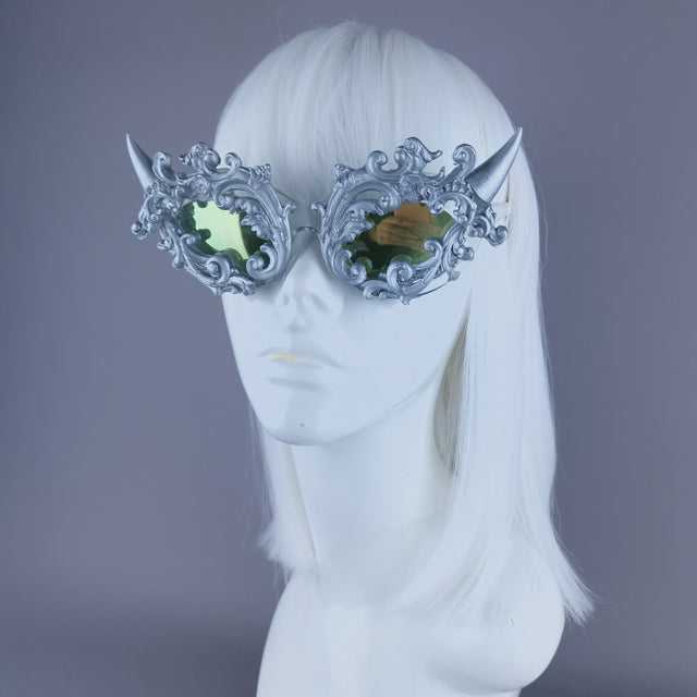 "Superbeast" Silver Filigree Ornate Devil Horn Sunglasses
