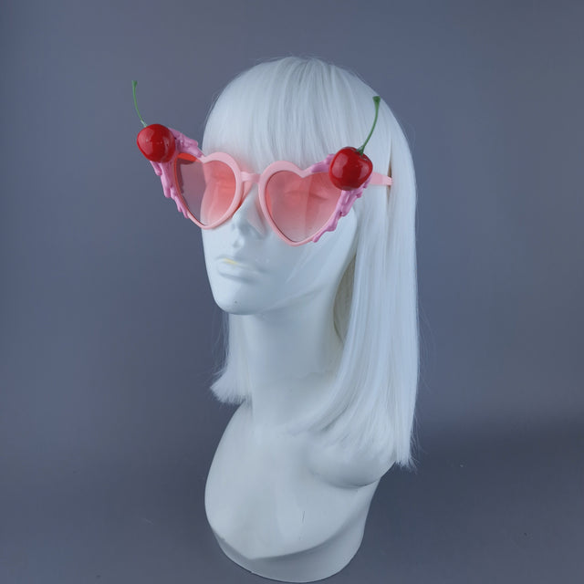 "Sweetie" Pink Cherry Heart Shaped Sunglasses