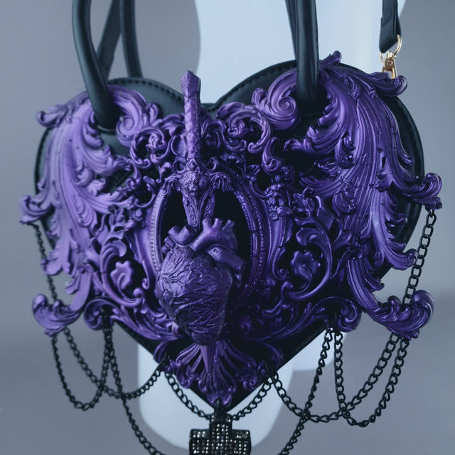 "Tullia" Purple Filigree Heart Shaped Handbag