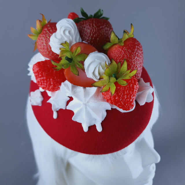"Fragaria'" Strawberries & Cream Food Fascinator Hat
