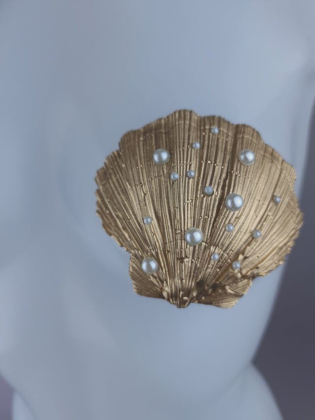 Pearls & Swine: Gold & Pearl Shell Mermaid Nipple Pasties "Ariel"